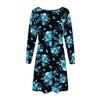 Autumn Winter Dress, Women'S Long Sleeve Round Neck T-Shirt Dress, Digital Floral Print Dress, Fashion Casual Long Dress