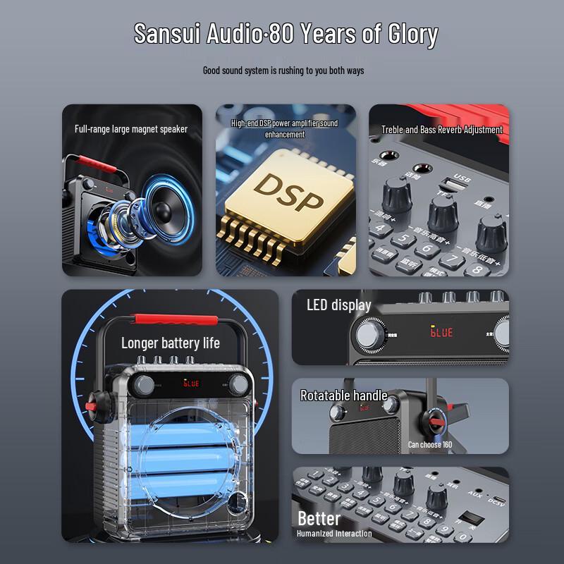 SANSUI V51 Portable Wireless Bluetooth Speaker CN plug (adapter included)