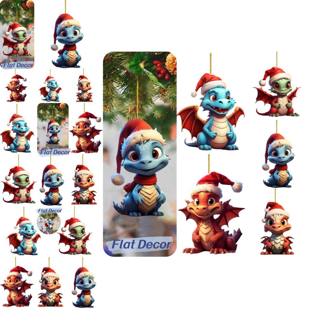 Festive Christmas Dragon Car Ornament Acrylic Material Cartoon Style Multiple Colors Automotive Interior Decor