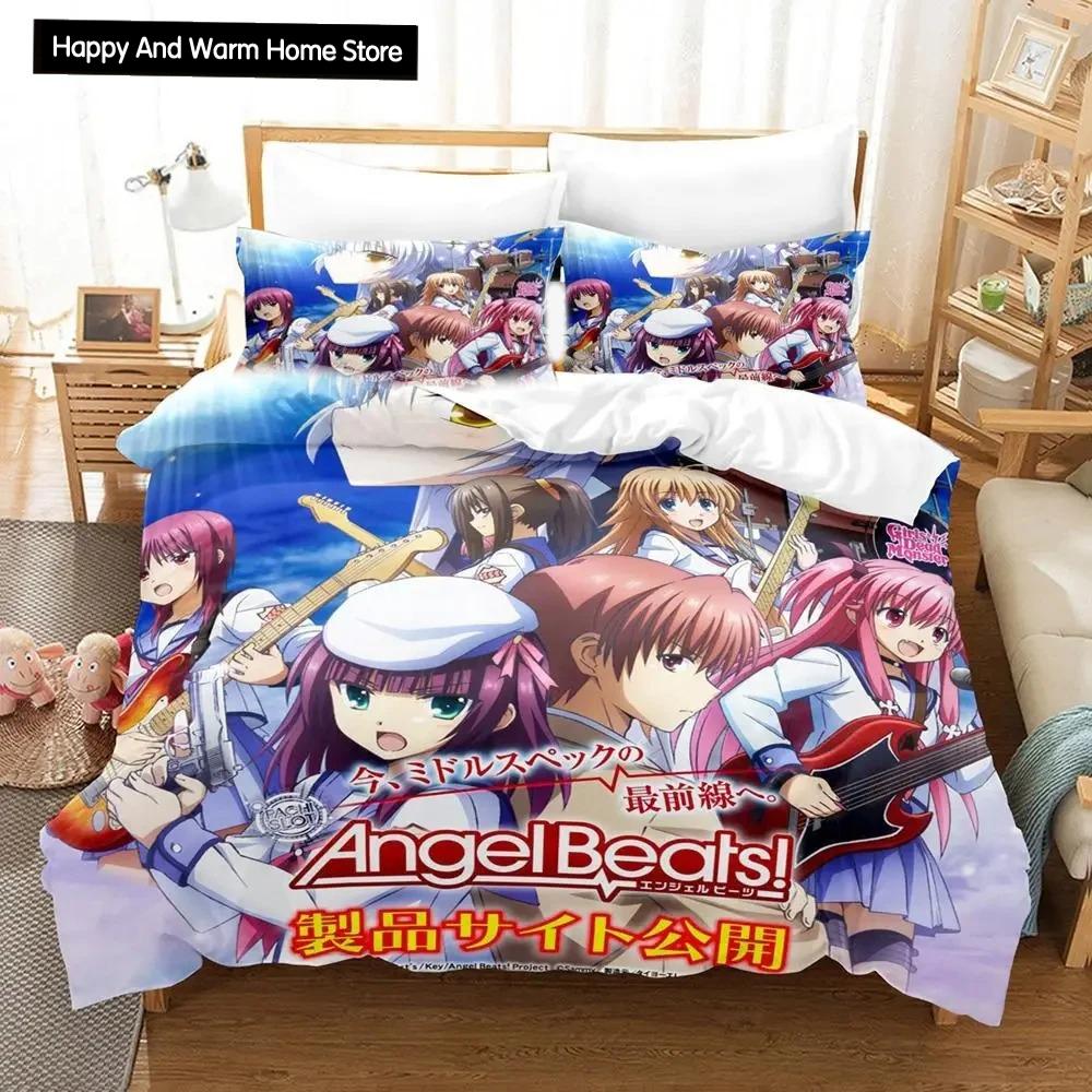 3D Print Anime Angel Beats Bedding Set Duvet Cover Bed Set Quilt Cover Pillowcase Comforter king Queen Size Boys Adult Bedding