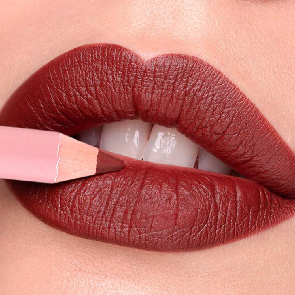 Lápis de Lábios Mat à Prova d'Água Duradouro de Madeira Delineador Natural para Lábios Contorno Labial Rosa Nude Maquilhagem 12 Cores