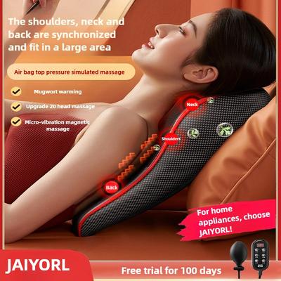 Oreiller de Massage JAIYORL Masseur Cervical Électrique à Airbag Cou Taille Dos Vibration Chauffant Épaules Pétrissage Avec Télécommande