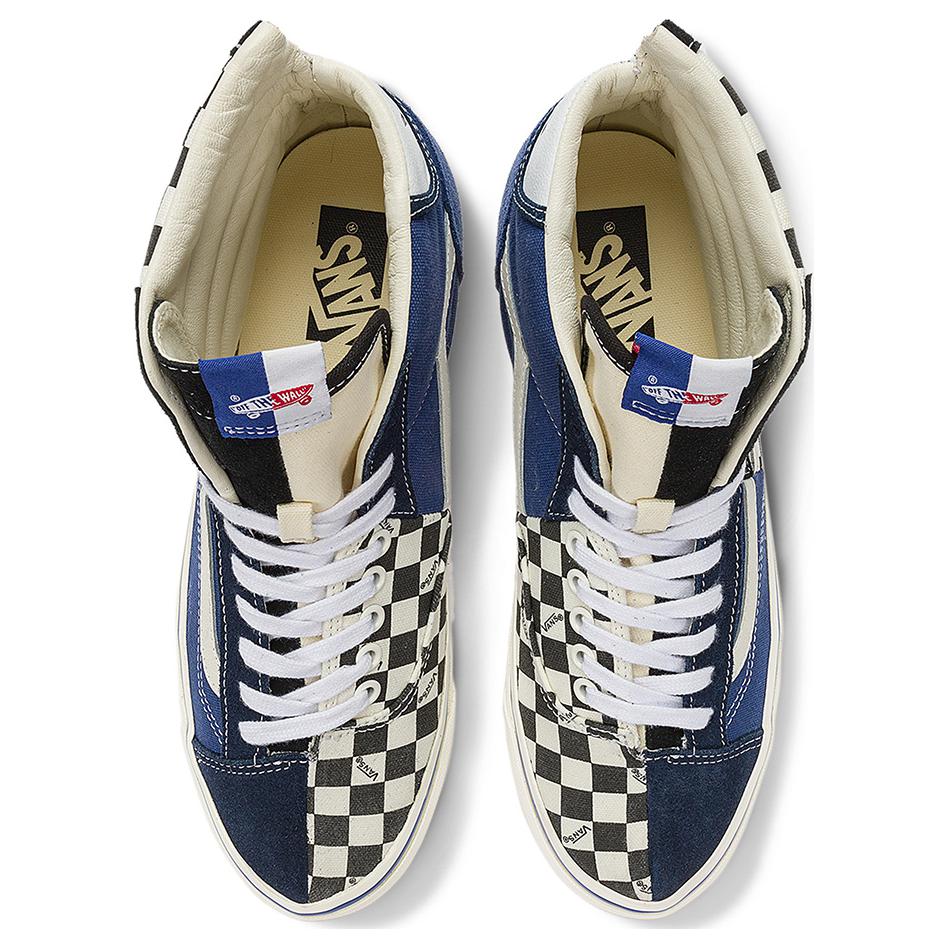Vans Premium Clash the Wall Checkerboard - Black Blue Unisex Sneakers White VN000CNKBKC