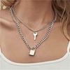 2Pcs Cute Lovely Lock Chain Waterproof Reusable Necklace Locks Pendant Wear-resistant Punk Necklaces for Women Clothes