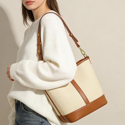Bucket Bag, Fashionable and Versatile Bag, Crossbody Bag, Women's Contrasting Color, Large Capacity Handbag, High-end Single Shoulder Bag, Women's