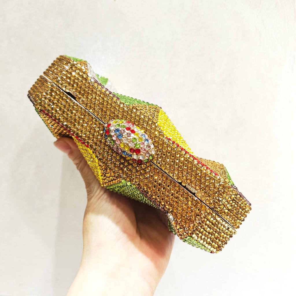 Yellow/Green/Blue Multicolored Diamond Evening Clutch Bags WHTUOHENG Women’s Crystal Rhinestone Wedding Handbag Party Purse