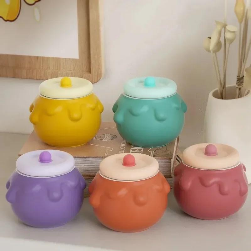 2025 New Cream Honey Jar Storage Candle Holder DIY Drip Resin Gypsum Box Candle Cup Jewelry Ornaments Silicone Mold