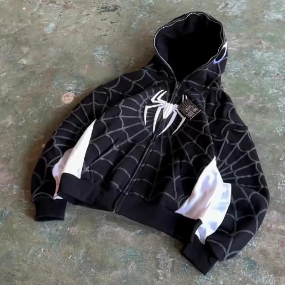 European and American Spider-Man sweater zipper hoodie men and women Harajuku fashion printing hooded sports wholesale
