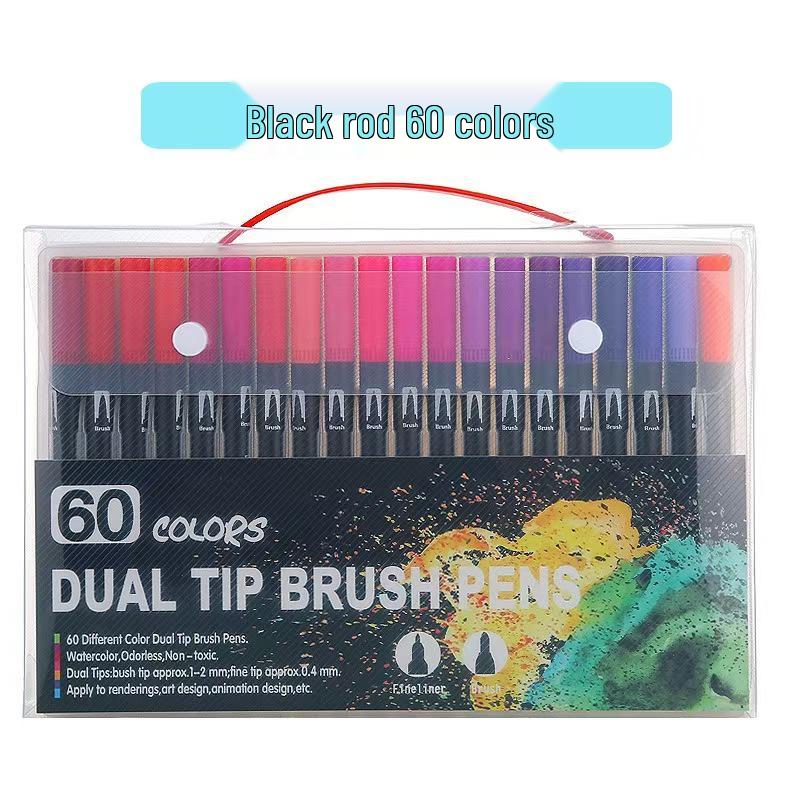 Washable Water-based Double-headed Watercolor Pens for Children - Soft-tip Markers and Brush Set