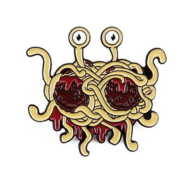 

European Eye-Shaped Pasta Monster Brooch - Trendy Drip Oil Personality Badge