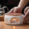 White Porcelain Tea Set with Black Ceramic Stove and Candle Base
