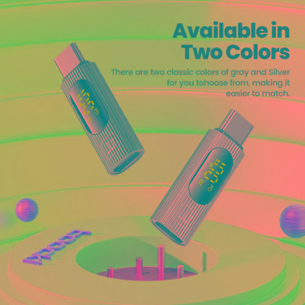 Type-C 100W Digital Display Super Fast Charge Multi-color Adapters