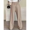 Spring Autumn Elastic Waist Drawstring Casual Fashion Wide Leg Pants Women Solid Color All-match Straight Trousers