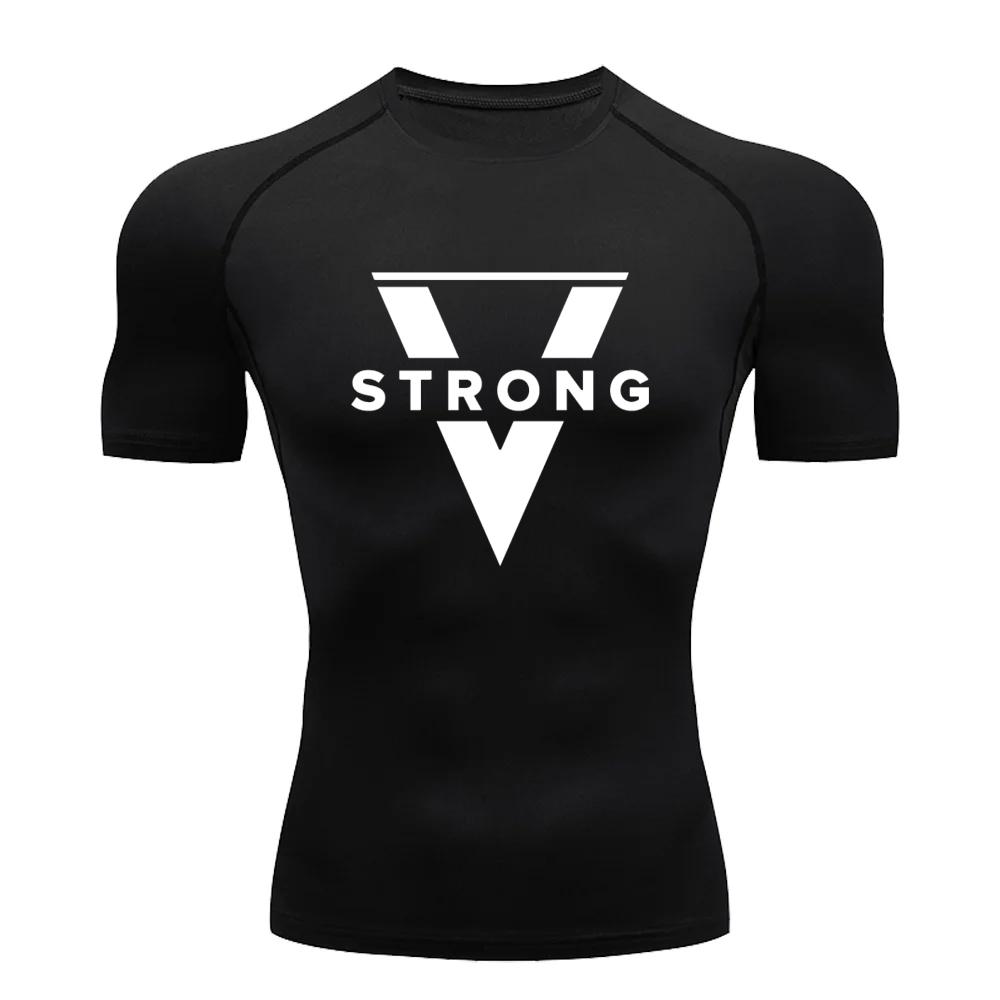 

Мужская компрессионная футболка с короткими рукавами для бега, обтягивающая футболка, спортивная одежда для спортзала, бодибилдинга, быстросохнущая летняя спортивная майка S-3XL XXXL