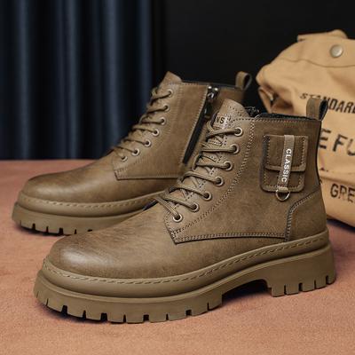 Luxury Leather Men Ankle Boots British Style High Top Boots Outdoor Work Casual Shoes Motorcycle Combat Boots Fashion