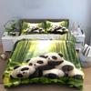 Adorable Panda Trio In Bamboo Forest Exquisite Three-Piece Bedding Set Gift For Kids And Adults