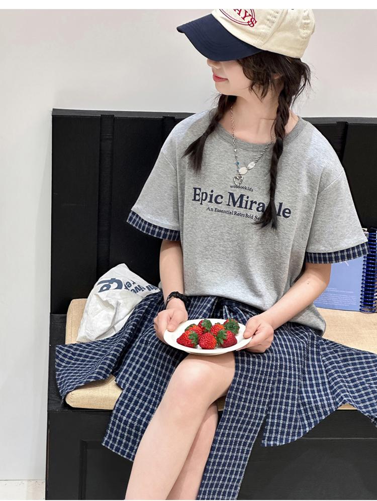 Girls' short sleeved skirt and pants set for summer 2026, new children's Korean style outfit, stylish little girls' summer two-piece set