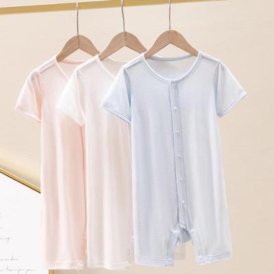 Bamboo Fiber Baby Summer Romper - Boys & Girls Short Sleeve Pajamas Air Conditioning Suit
