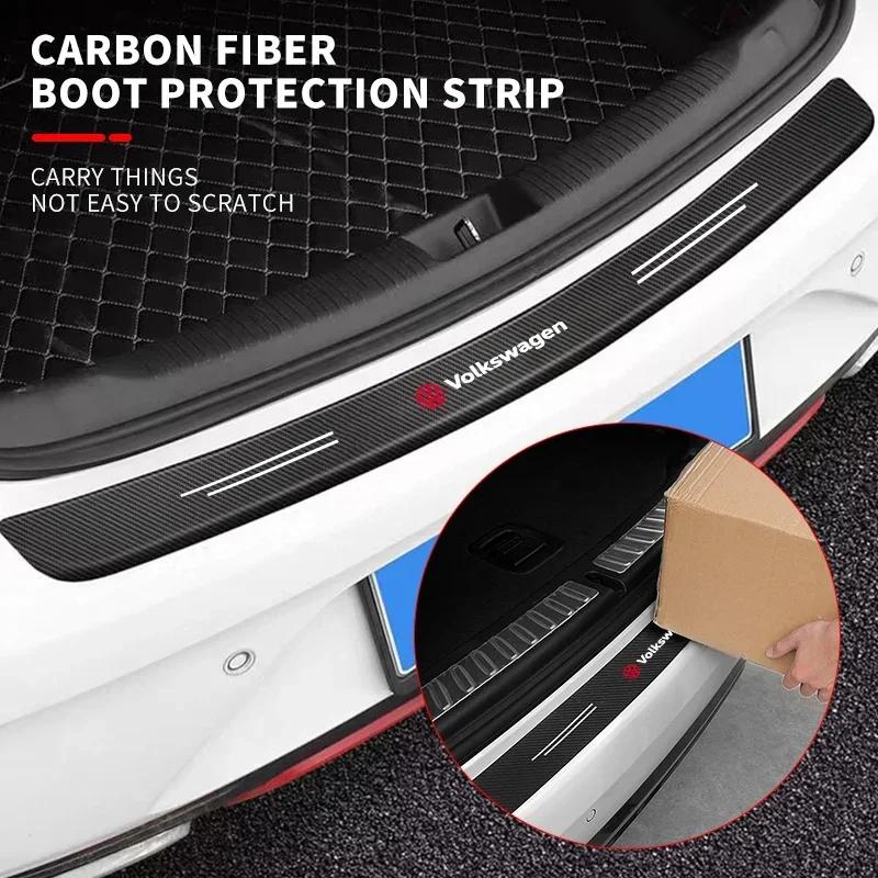 For Volkswagen VW New Carbon Fiber Car Rear Bumper Trunk Guard Protected Sticker For Volkswagen MK6 MK5 MK4 MK7 Golf-4 5 6 7 Pas