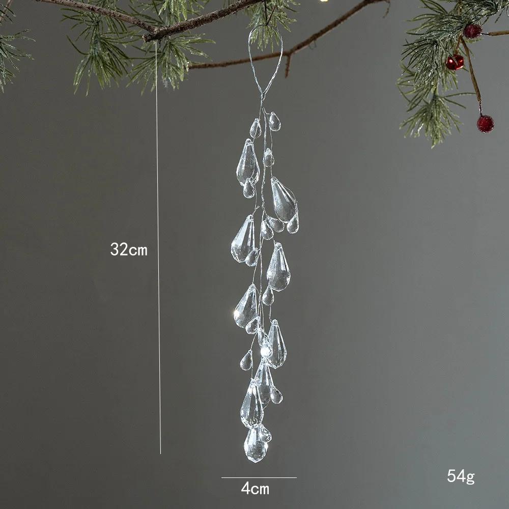 Christmas Transparent Snowflake Crystal Pendants Decorations Xmas Tree Hanging Ornament Christmas Home Decorations New Year Gift