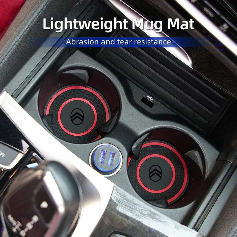 Silicone Double Ring Car Cup Mat Anti-Slip Insert For Citroen C4 C3 C5 C1 C2 C-Elysee Berlingo Picasso Jumpy Cactus Aircross aia256