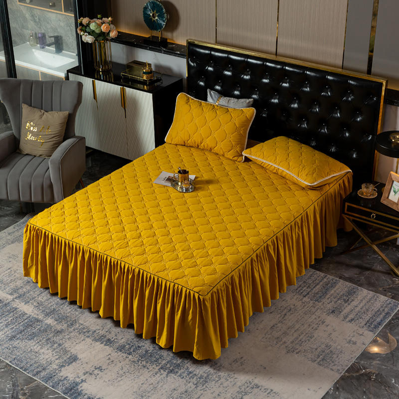 Winter Quilted Thick Bedspread Fitted Sheet Ruffles Drop Soft Bed Skirt Couple Double Mattress Pad Cover Linens 150 180x200