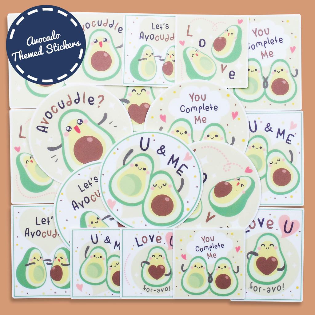 Navy Peony Funny Avocado Fruit Sticker Set Perfect Fit Square and Vertical Stickers for Planners Large Round Stickers for Laptops and Water Bottles
