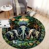 Crystal Velvet Carpet1pc Tropical Rainforest Elephants Mat - Non-Slip Jungle Mat with Elephant Herd, Rubber Backing Floor Mat Fo