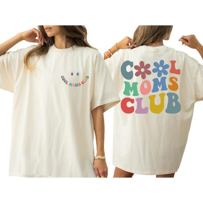 Women's Plus Size Retro Cool Moms Club  T-shirt Cotton Breathable Fashionable and Versatile Unisex Streetwear Oversized