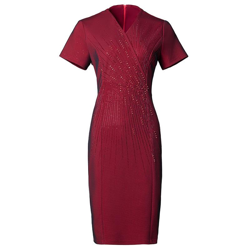 2022 Spring Elegant Knee-Length Dress: Stylish Plus Size Mother of the Bride Outfit for Middle-Aged Women