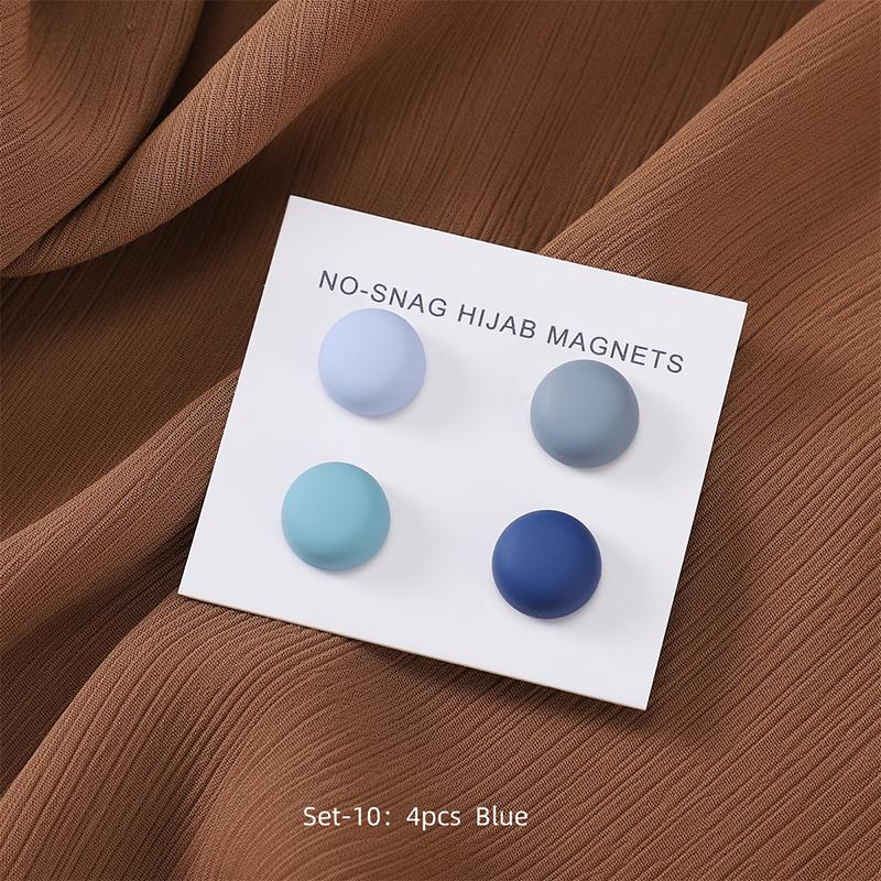 4Pairs / Card Matte Magnet Hijab Pins for Muslim Ramadan Headscarf Women Shawl Strong Magnetic Button Headscarf Magnetic Brooch
