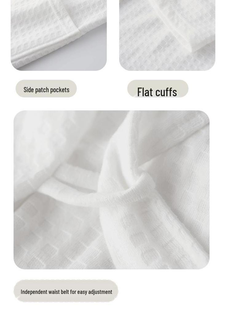 Korean Style Waffle Bathrobe: Lightweight, Breathable, Absorbent Women's Summer Pajamas for Sauna and Hot Spring.