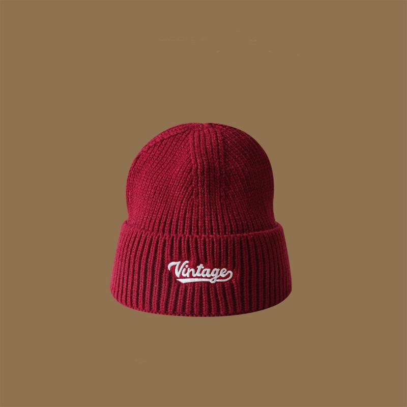 Winter versatile wool hat femininity shows Baijiu red knitted hat high quality original warm cover hat men