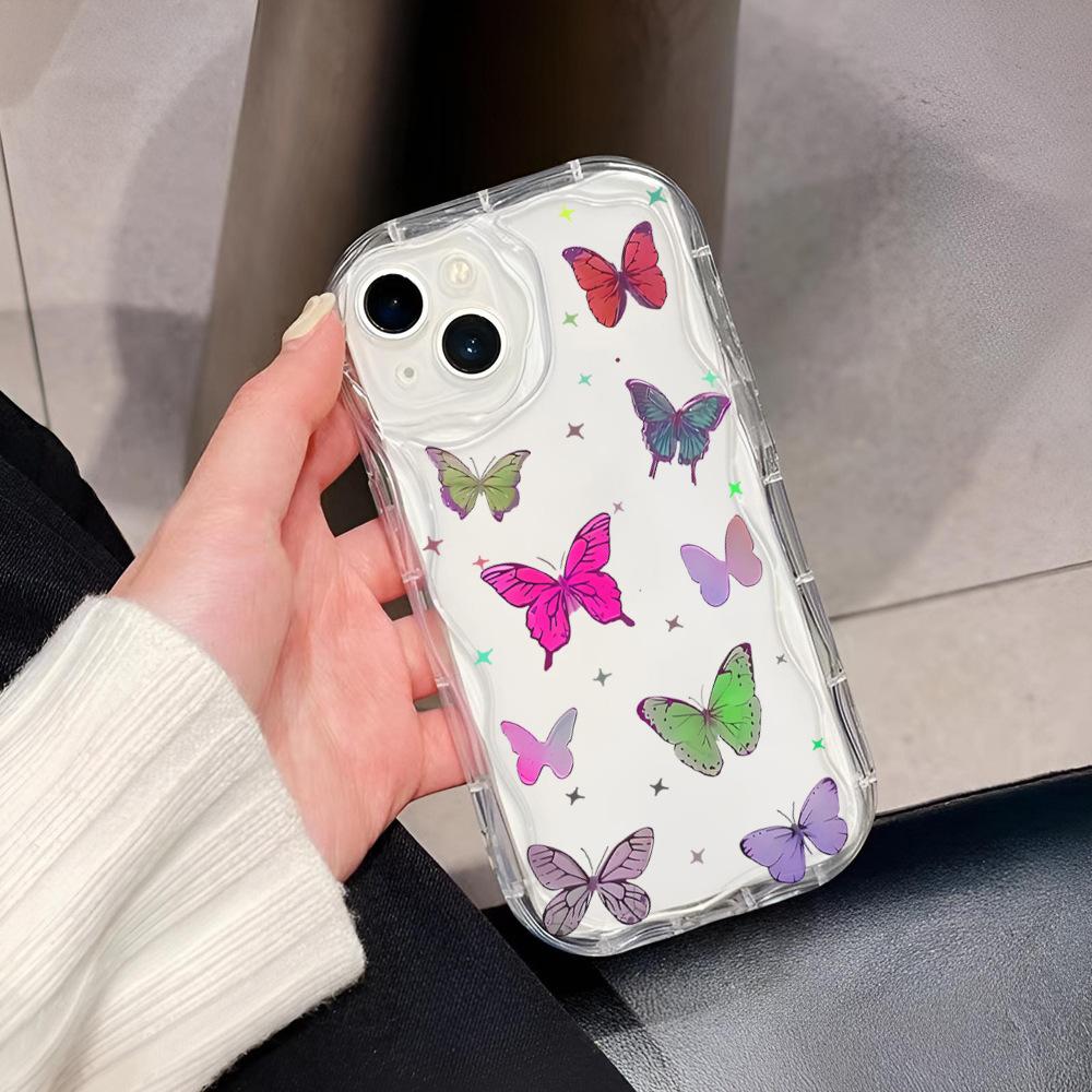 Color butterfly iphone case apple 16 cream pattern 13promax anti-drop 12 soft case 15 protective case 14
