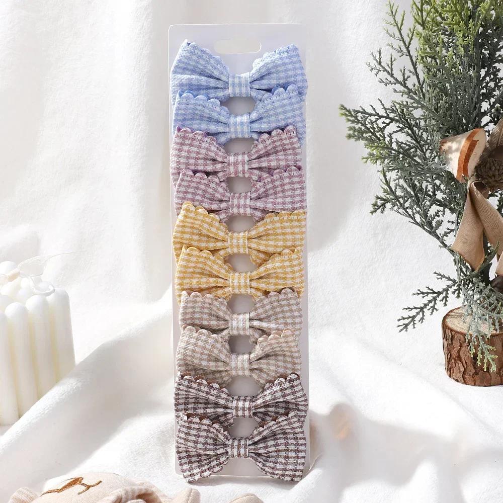 

10PCS/Set New Girls Cute Plaid Print Hair Bow Clips for Kids Sweet Mini Bowbot Hairpins Barrettes Headwear Hair Accessories