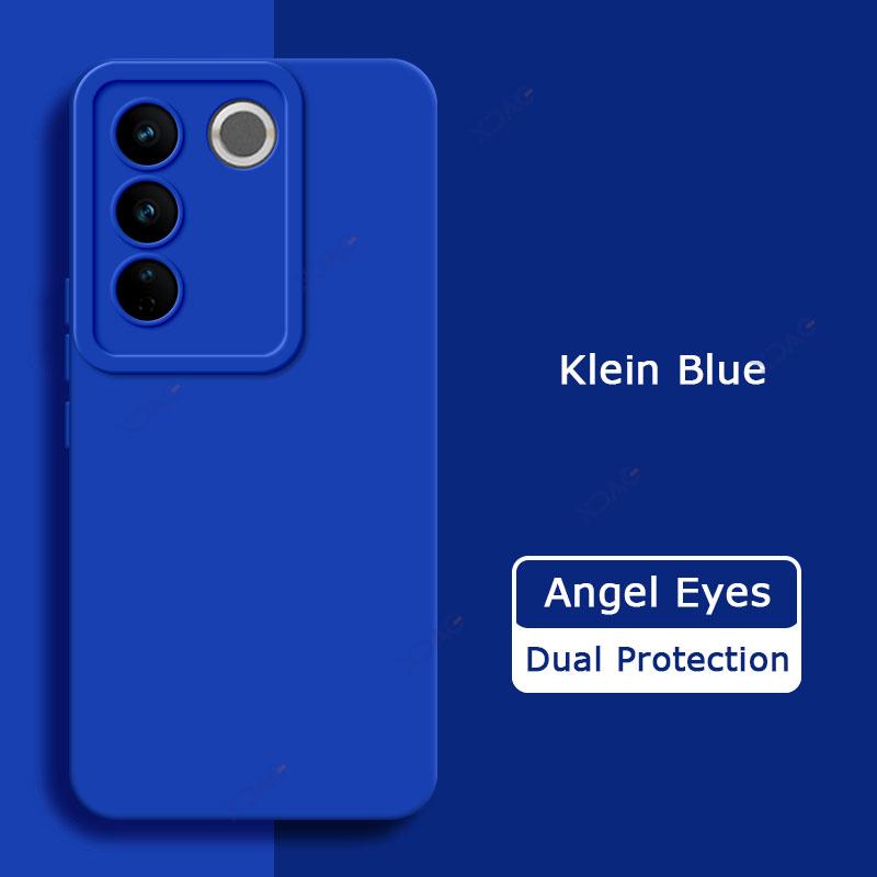 Quadratische Angel Eyes-Hüllen aus flüssigem Silikon für VIVO V27 Pro VIVOV27 V27Pro V 27 5G, weiche 360-Grad-Schutzhülle für Jungen und Mädchen