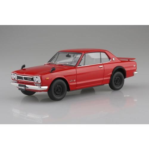 Aoshima Bunka Kyozai (AOSHIMA) 1/24 Scale Rakupla Snap Car Series KPGC10 Skyline HT 2000GT-R 1970 Red Pre-Colored Plastic Model Kit 01-RE