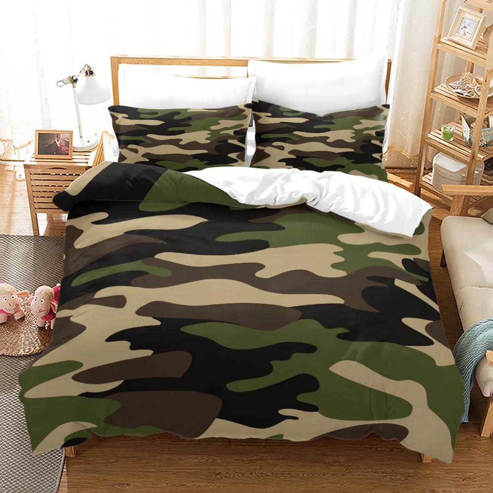 3PCS Single-sided Printed Series Camouflage Russian Printing Duvet Cover BeddingSet Comfortable Breathable Sheet  Comforter