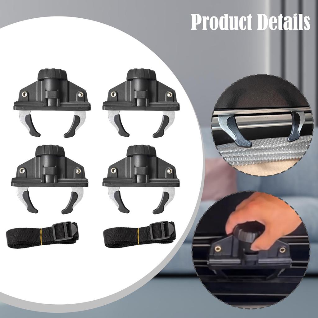 4x Car Roof Box Crab Clips Clamps Accessory Universal Fit Fits Slotted Rails
