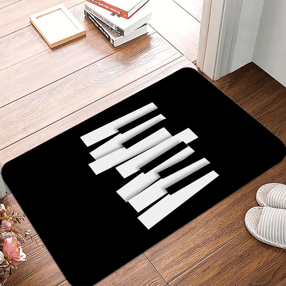 Black White Piano Keys Area Mat for Music Lovers Modern Art Decorative Non-Slip Entryway Floor Rug Home Decor
