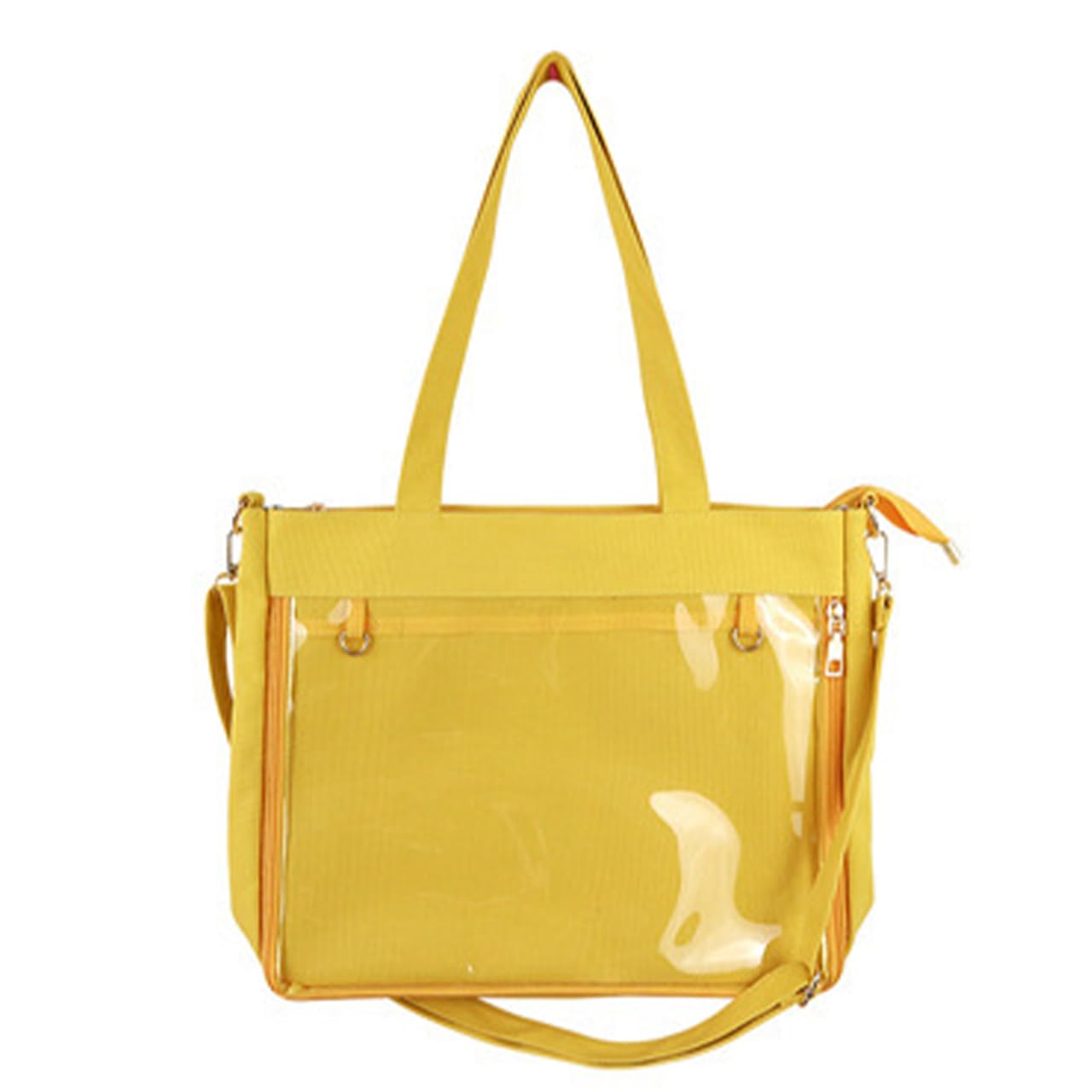

Oshikatsu Bag 2way Tote Bag Shoulder Bag Ita Bag Clear Bag Deco Bag Stylish Cute Bag Oshi Live Event Stuffed Toy Can Badge [Queen-b] (Yellow)