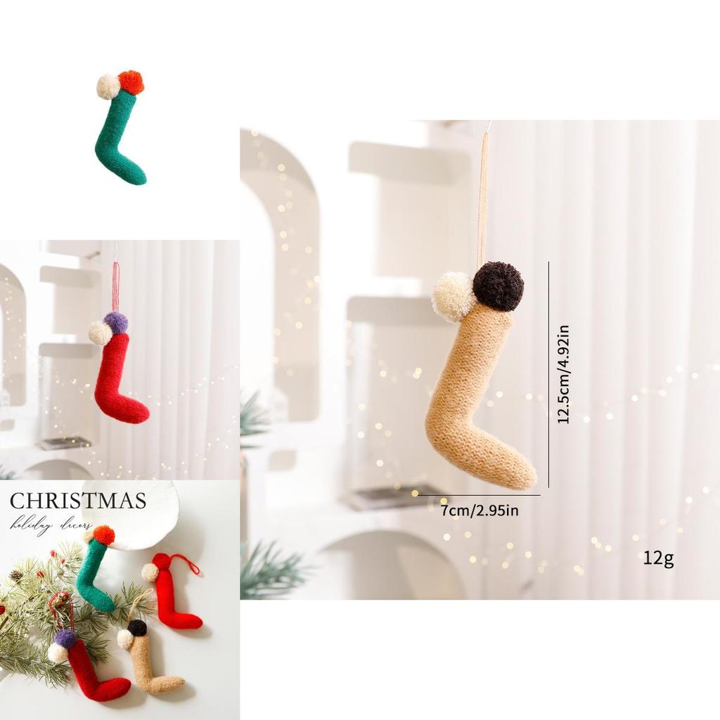 Creative Socks And Plush Ball Pendants Christmas Decoration Props For Holiday Tree Ornaments And Festive Scene Decor