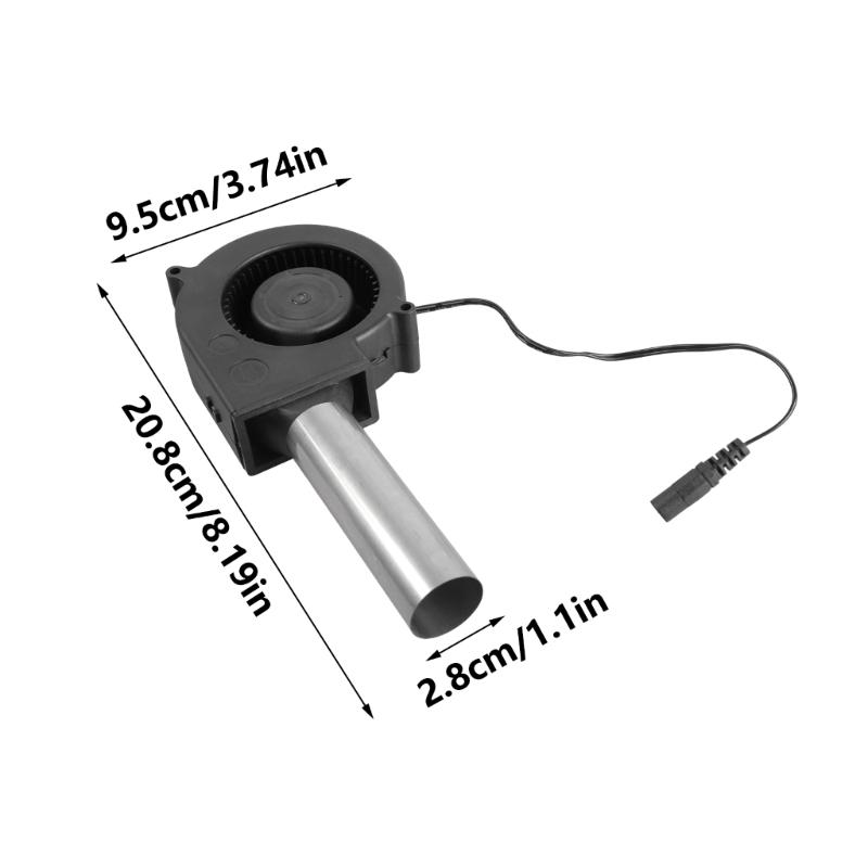 Powerful 12V Blower Fan For Barbecue Fire Boosting Exhaust Includes Stainless Steel Duct Outlet Efficient Heat Control