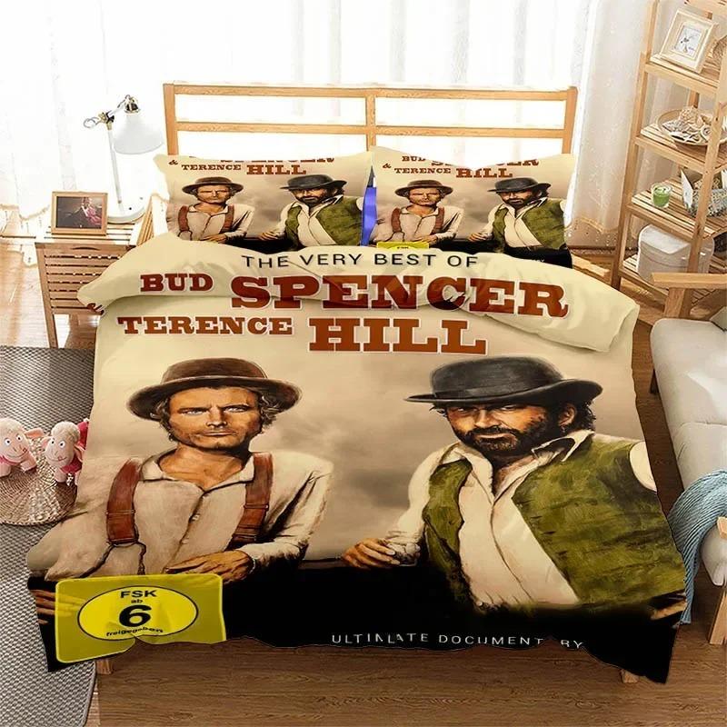 Set Biancheria da Letto Bud Spencer Terence Hill Stampato 3D Adatto per Camera da Letto Set Copripiumino con Federe Tessili per la Casa dei Bambini