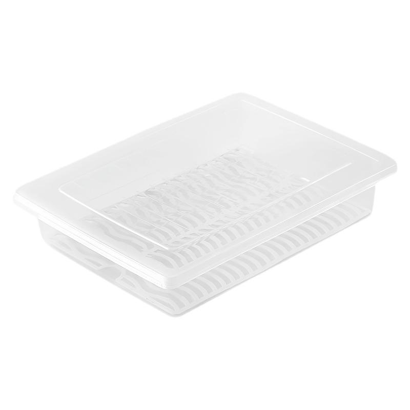 Refrigerator Storage Box Kitchen Food-grade Plastic Water-draining Preservation Box Rectangular Covered Meat Storage Box