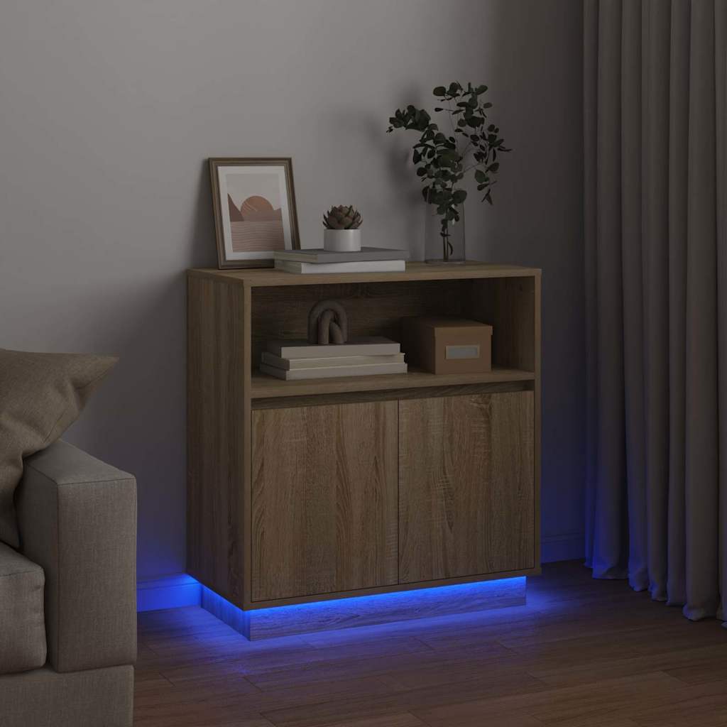 LED Sideboard in Sonoma Oak 71 x 34.5 x 75 cm engineered wood