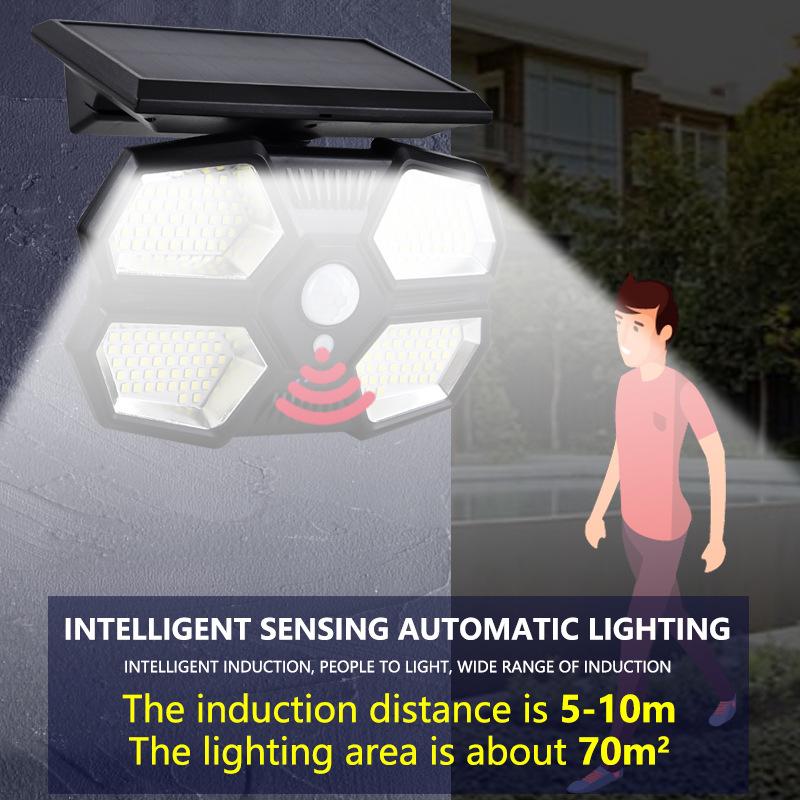 Outdoor Solar Light Split Waterproof Human Body Induction Solar Wall Light Spotlight Safety Light Adjustable Solar Panel for Garden Garage