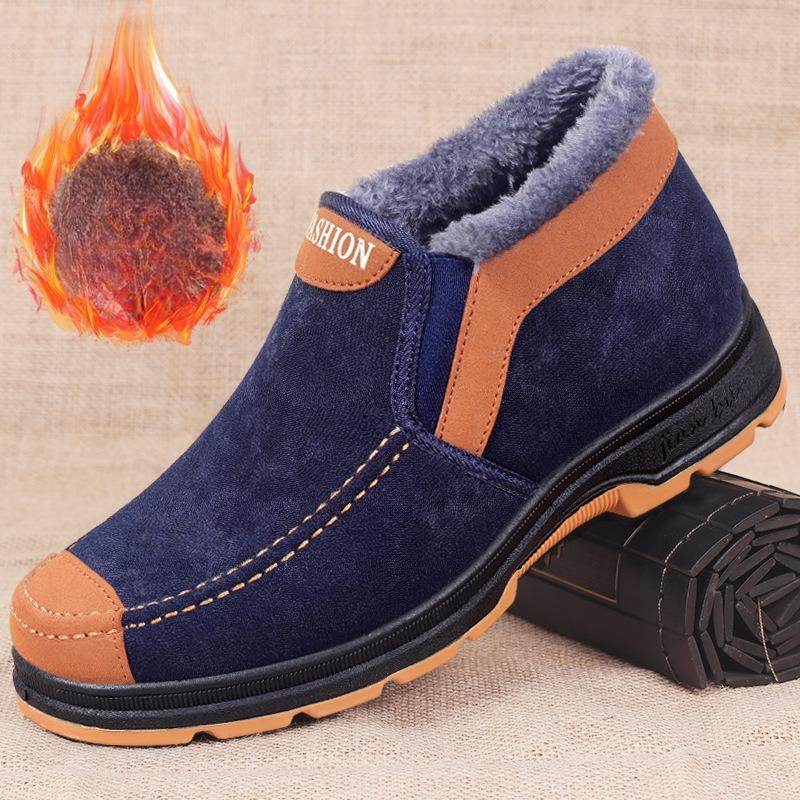Men s Cotton Shoes Winter Old Beijing High Top Soft Soled Warm Shoes for Middle-aged and Elderly People Men s Non Slip Shoes 39 синий 2490₽
