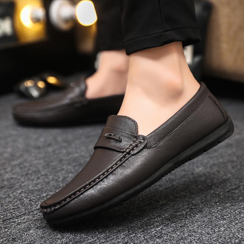Fashion Summer Leather Men Loafers Breathable Flats Mens Casual Shoes Moccasins Man Lightweight Driving Shoes Wedding Shoes