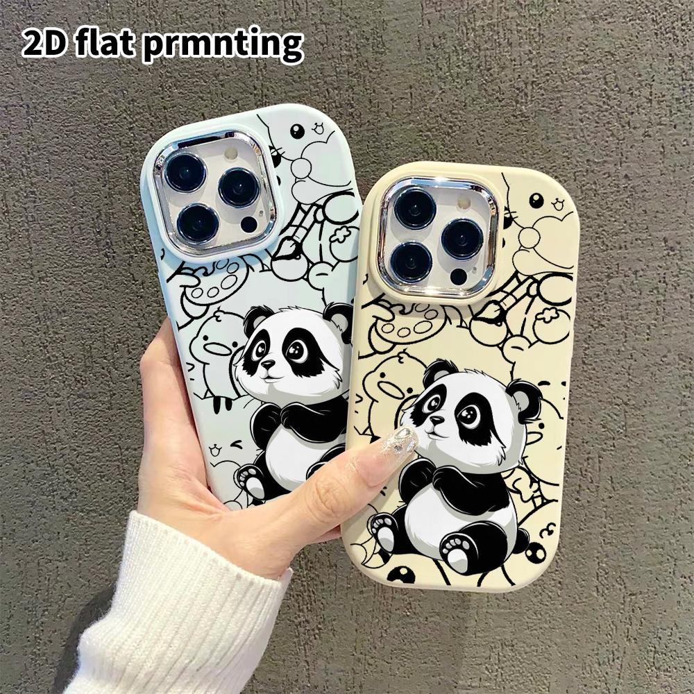 Phone Case: 2D Flat, Suitable for iPhone 18 17 16 15 14 13 Pro Protective Case, Black and White Panda, Perfect Holiday Gift for Christmas and Hallowee